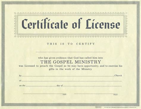 Free Printable Minister License Certificate